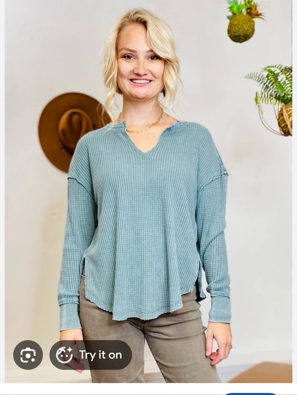 Driftwood Thermal Long Sleeve Top - Sage Green By Z Supply Size S